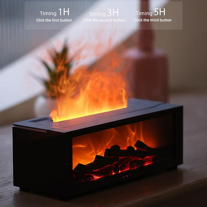 Fireplace Diffuser, Flame Fireplace Essential Oil Diffuser, 150ML Ultrasonic Cool Mist Humidifier with Remote Control and 7 Colors Light, 3D Fireplace-Style Humidifier for Home, Room (Black)