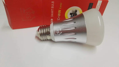 Smart Bulb, Smart Bulb, WiFi E27 RGB, RGB+W 7W, Echo Alexa, Google Home, Adjustable Light, Compatible iOS Android App Smart Life, 16 Million Colours, RS Smart Home, LED