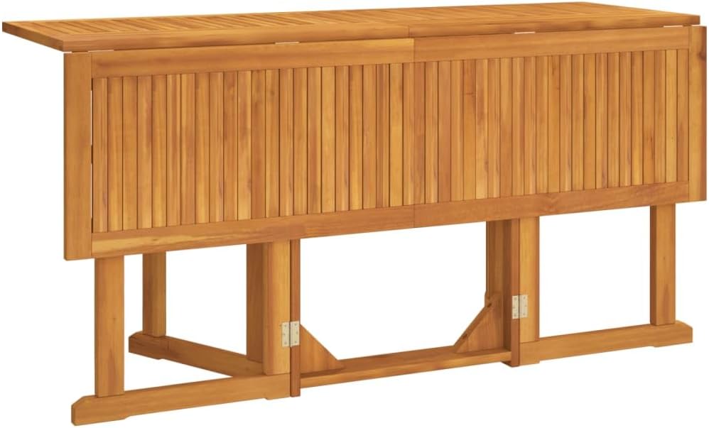 vidaXL Solid Teak Wood Folding Butterfly Garden Table - Versatile Outdoor Dining Furniture with Sturdy Tabletop and Foldable Design for Space Saving