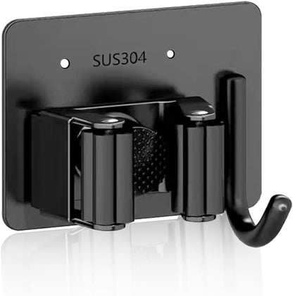 8 Pack Broom Holder Wall Mount,Heavy Duty Stainless Steel Organizer Mop Holder Hanger Garden Tool Organizers Storage Rack Garage Laundry Room Organizations and Storage(Black, 8 Pack with Hooks)