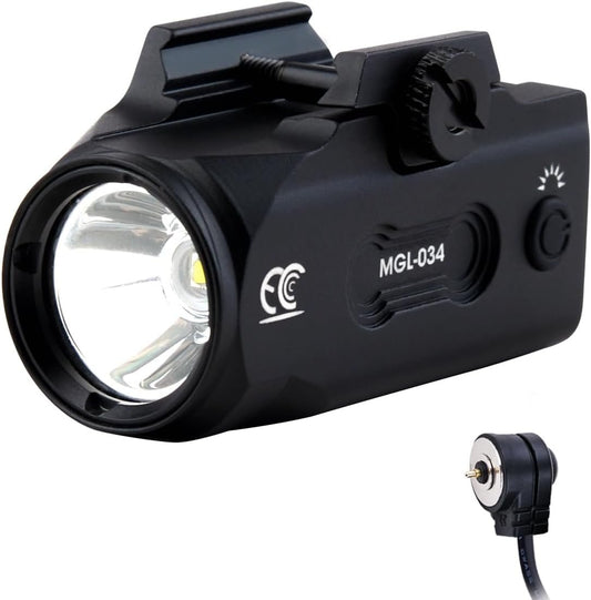 MCCC Compact Tactical Flashlight - Aluminum Made, 500 High Lumens, Magnetic Rechargeable, for Pistols, Handguns, Shotguns, Airsoft - Picatinny Rail Accessories