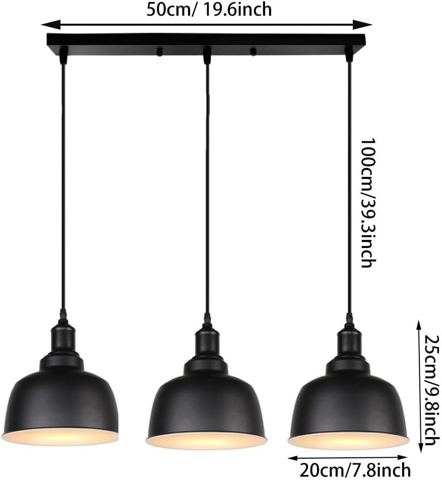 KEFA Modern Minimalist Battery Operated Pendant Light, Black Wireless Adjustable Pendant Lighting with Remote & Blub, No Wiring Ceiling Hanging Light for Kitchen Island Dining Table Living Room Barn C