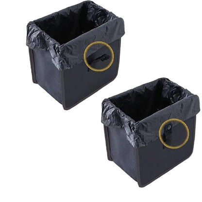 Car Trash Can Foldable Hanging Waterproof Leakproof Storage Garbage Bag Vehicle Garbage Can for Car Interior Accessories with Large Capacity Bin (Black, 9Inch)
