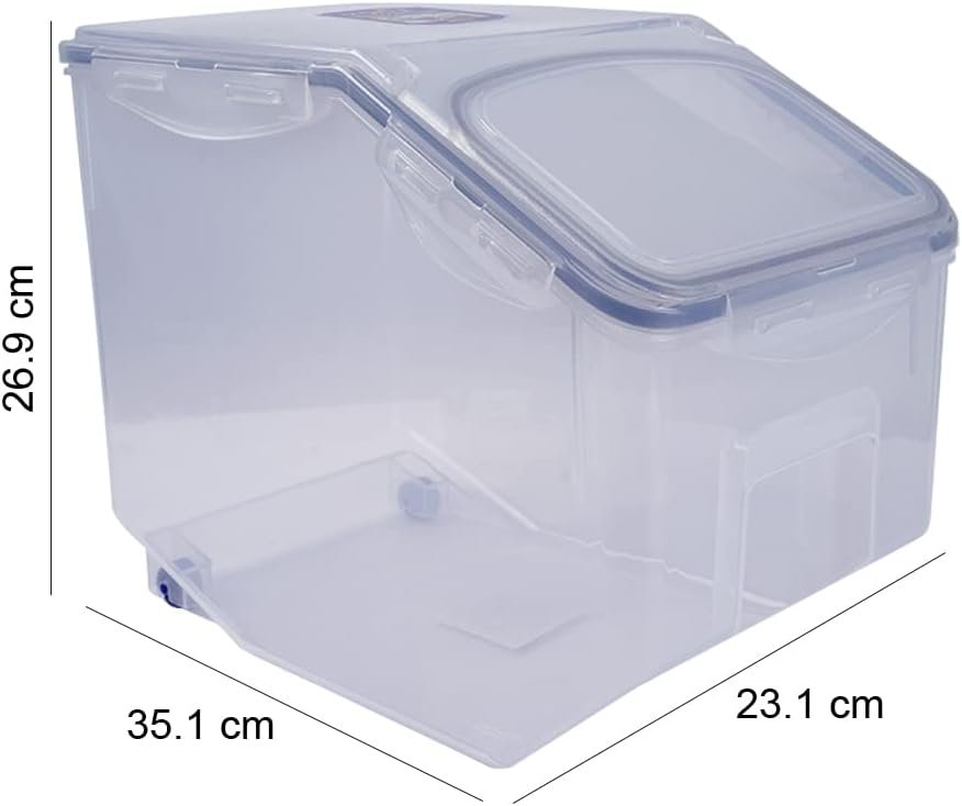 Lock & Lock Plastic Rice Case 12L Container/Storage Food Organiser w/Cup Clear