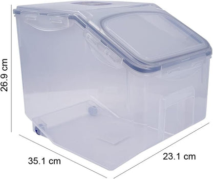 Lock & Lock Plastic Rice Case 12L Container/Storage Food Organiser w/Cup Clear