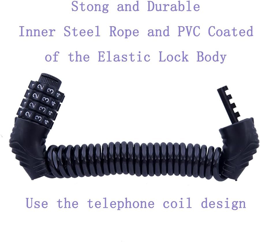 UiiziC Bike Chain Lock, Portable Bicycle Security 5 Digit Resettable Combination Lock with Heavy Duty Alloy Steel Chain