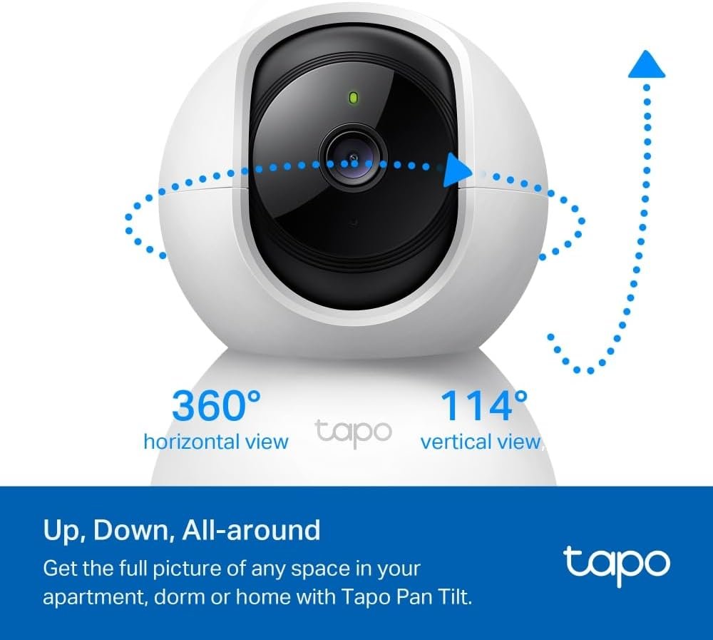 TP-Link Tapo Pan/Tilt AI Smart Home Security Wi-Fi Camera, Baby Monitor, 1080P, Motion & Person Detection, Night Vision, SD Card Slot, Voice Control, No Hub Required, 2-Pack (Tapo C200P2)