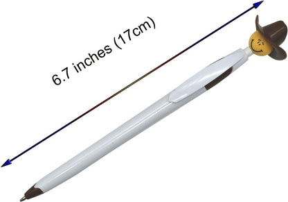 Lopenle 14PCS Cool Cowboy Pens Cowboy Hat Smile Pen Retractable Ballpoint Pens For School Home Office Stationery Supplies
