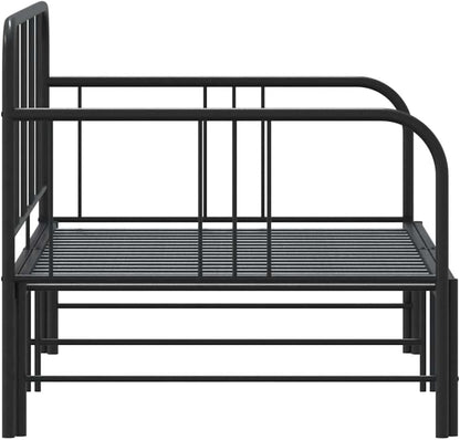 vidaxl Black 2-in-1 Metal daybed/Trundle - 92x187 cm - Space-Saving Sofa Bed with Storage - Modern Style