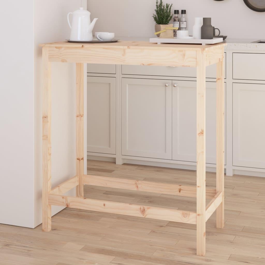 vidaXL Solid Wood Pine Bar Table - Scandinavian Style, Rectangular Shape, Brown Natural Color, Perfect for Living Room, Dining Room and Kitchen