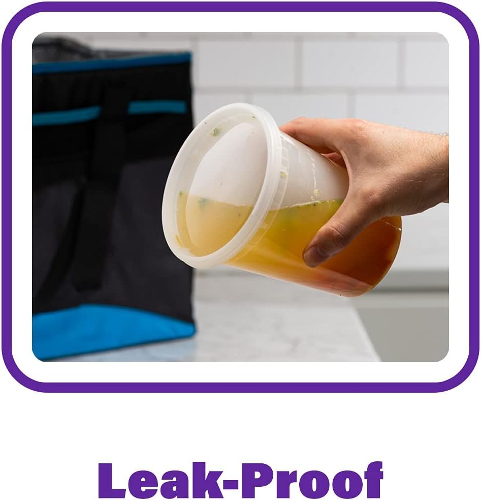 [24 Sets - 32 oz.] Plastic Deli Food Storage Containers with Airtight Lids