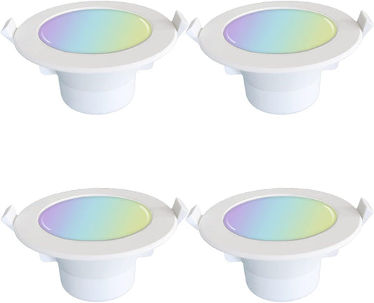 Smart WiFi Downlight FRESHIN 90mm Cutout 9W RGBCW Group Control IP44 Waterproof LED Ceiling Light Dimmable Color Changeable 2.4Ghz Only Compatible with Alexa, Google Home No Hub Required (4 Pack)