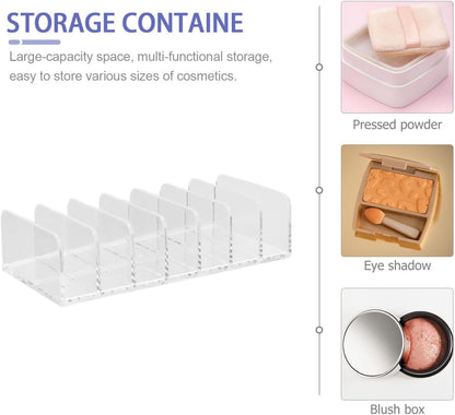 NOLITOY Acrylic Eyeshadow Palette Makeup Organizer, 7-Section Makeup Palette Organizer, Vanity Organizer Storage for Cosmetic Accessories, Eye Shadow, Sunglasses, CD Holder