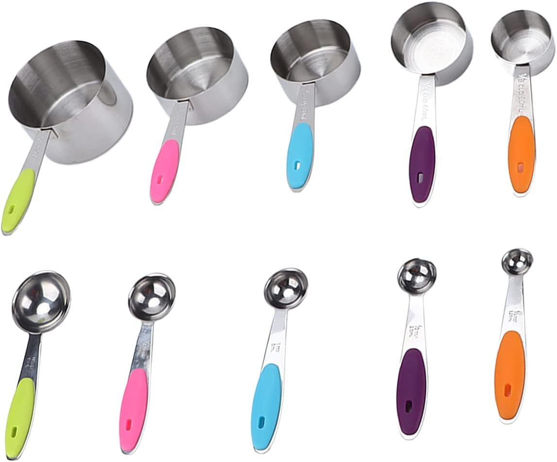 Gadget da cucina 10 pz/set cucchiaio in acciaio inox utensili da cucina con manico in silicone fibbia rimovibile