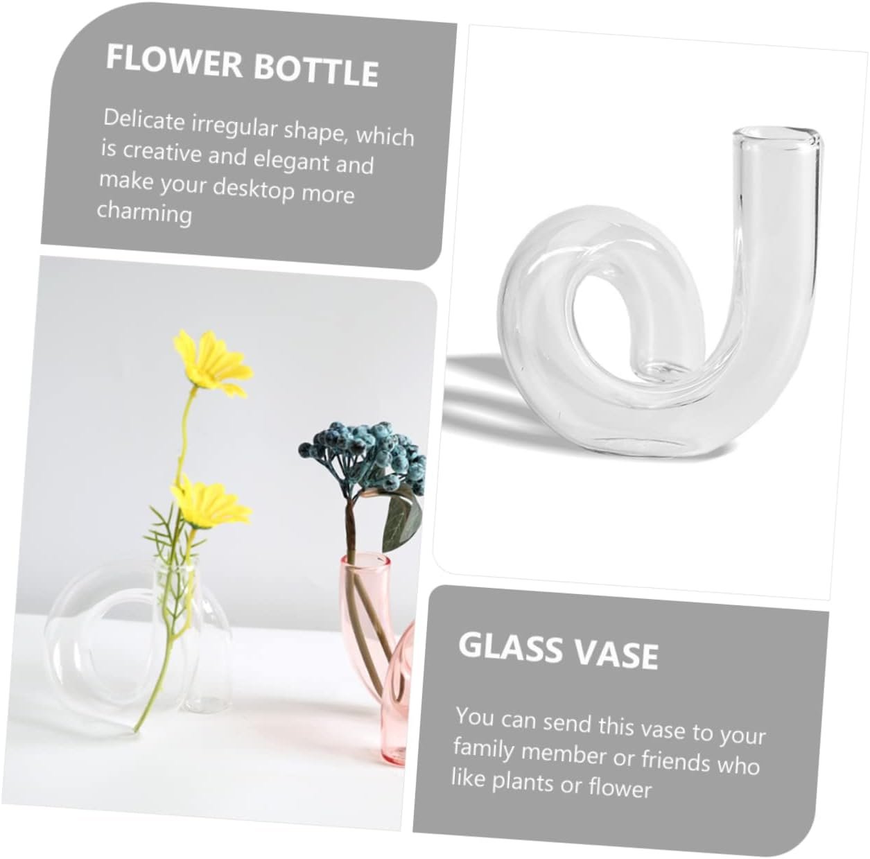 BESTOYARD Crystal Decor Vase Clear Vase Decor Plants Gadgets Home Objects Home Vase Plant Pot Dried Flower Pots Glass