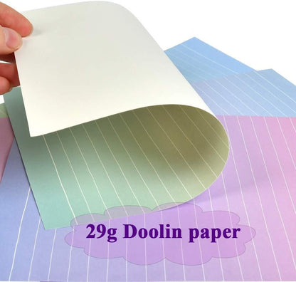 TIMESETL Stationery Letter Paper and Envelopes Set, Stationery Set with Lined Letter Writing Paper, 48 Stationary Paper + 24 Envelopes, Envelope Seal Sticker, 4 Gradient Colors