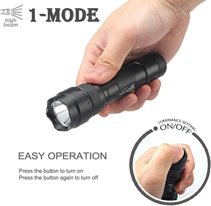 ULTRAFIRE Tactical LED Torch with Flashlight Holster, 1000 Lumens Single Mode Small Torch with Duty Belt Clip Torch Pouch, Bright Mini Torch WF-502B