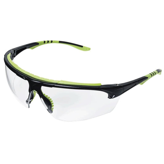 Sellstrom Stylish, Slip-Resistant, Lightweight, Anti-Fog Coating Protective Eyewear Safety Glasses, Clear Lens, Light Frames, Ultra-Thin Co-Molded Temples, Soft Nose Piece (Qty 1), Black/Green, S72000