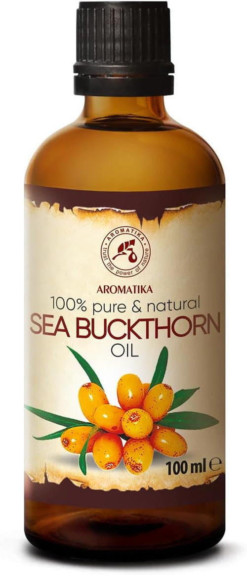 Sea Buckthorn Oil 3.4oz (100ml) - Pure & Natural Base Oil - Hippophae Rhamnoides - Carrier Oil for Hair - Nails - Face & Body - Wellness - Beauty