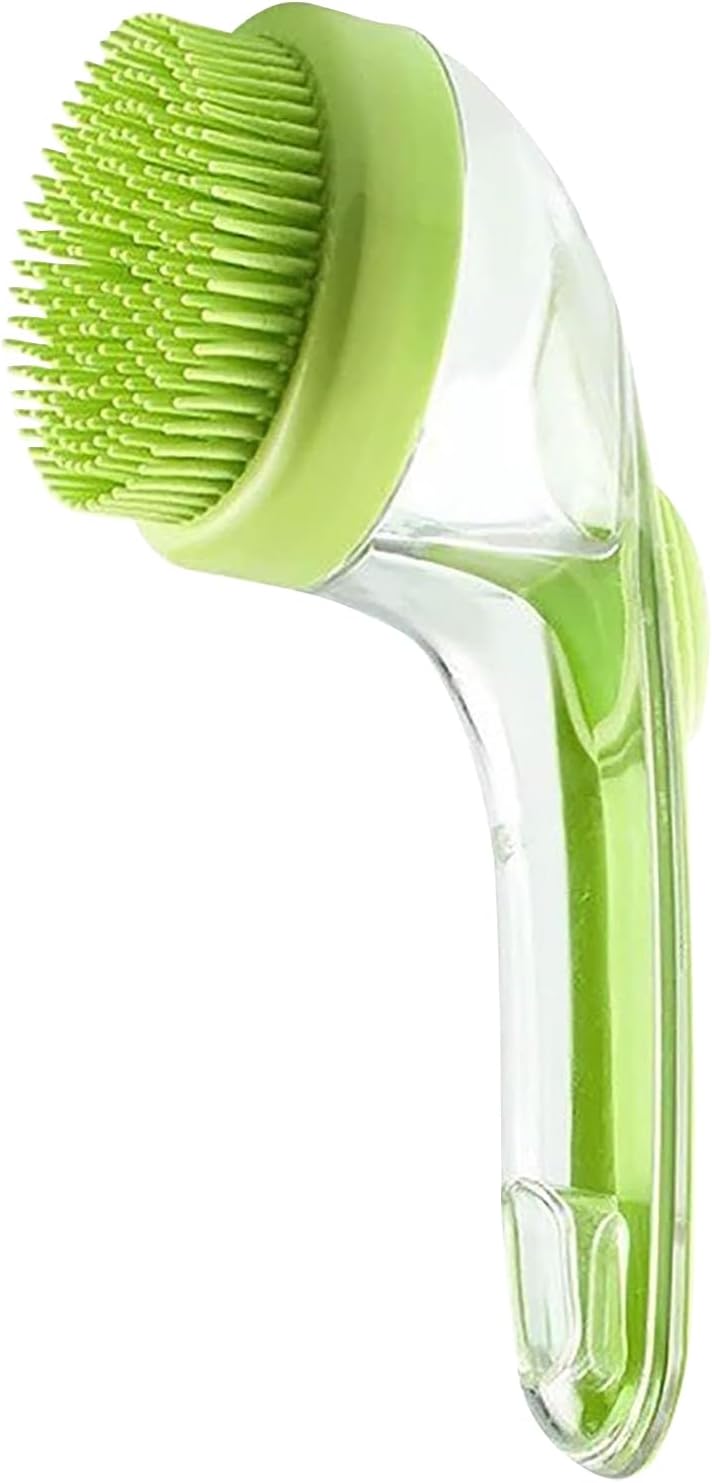 Pet Bath Brush, Dog Grooming Scrubber, Bristle Massage Tool with Anti Slip Handle,19cmx7.4 Inches Gentle Bathing Brush for Puppies, Cats, Horses, Spa Wash, Cleaning and De Shedding