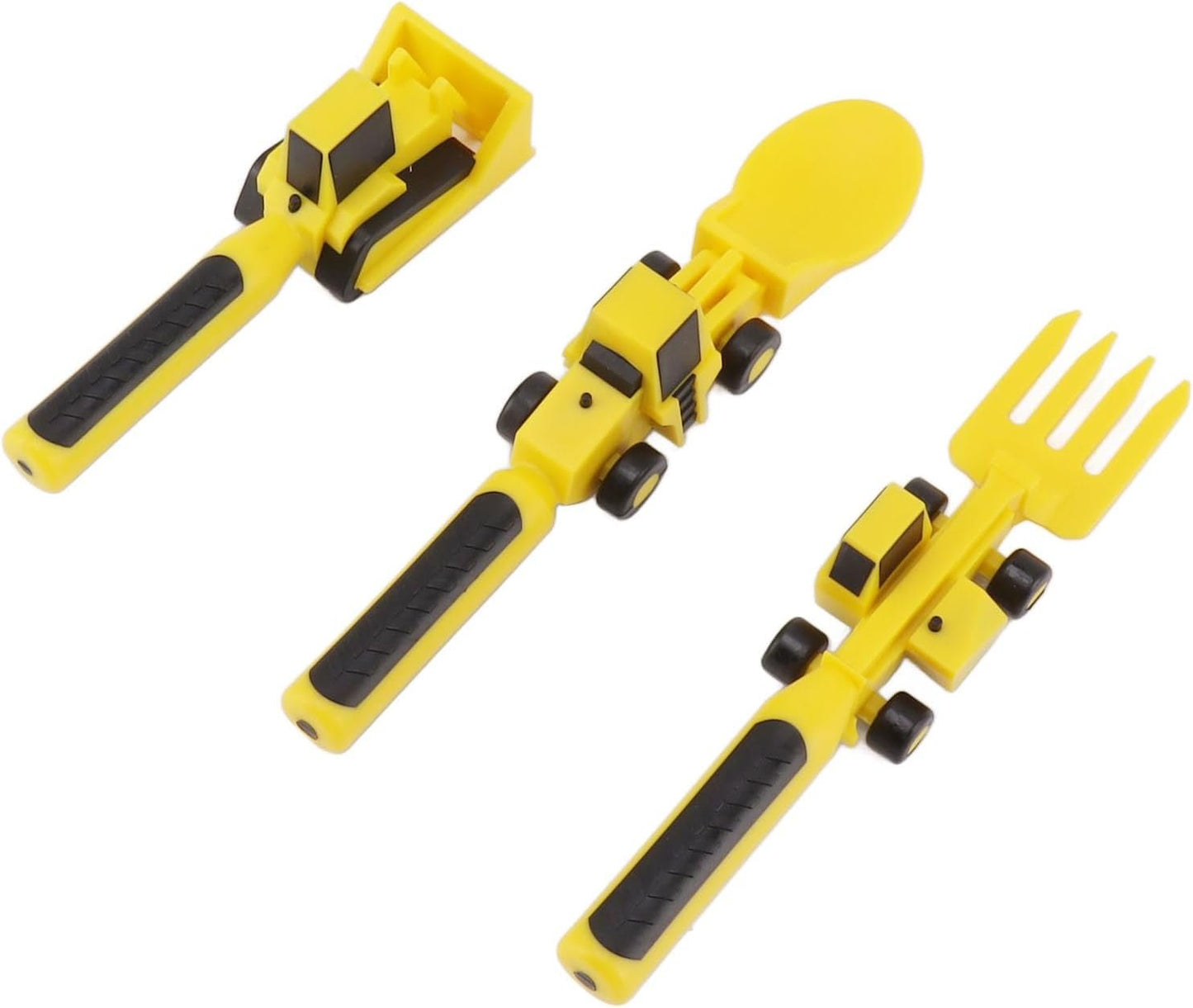 Construction Themed Utensils, Excavator Fork Spoon, Eating Set with Pusher, Safe and Easy to