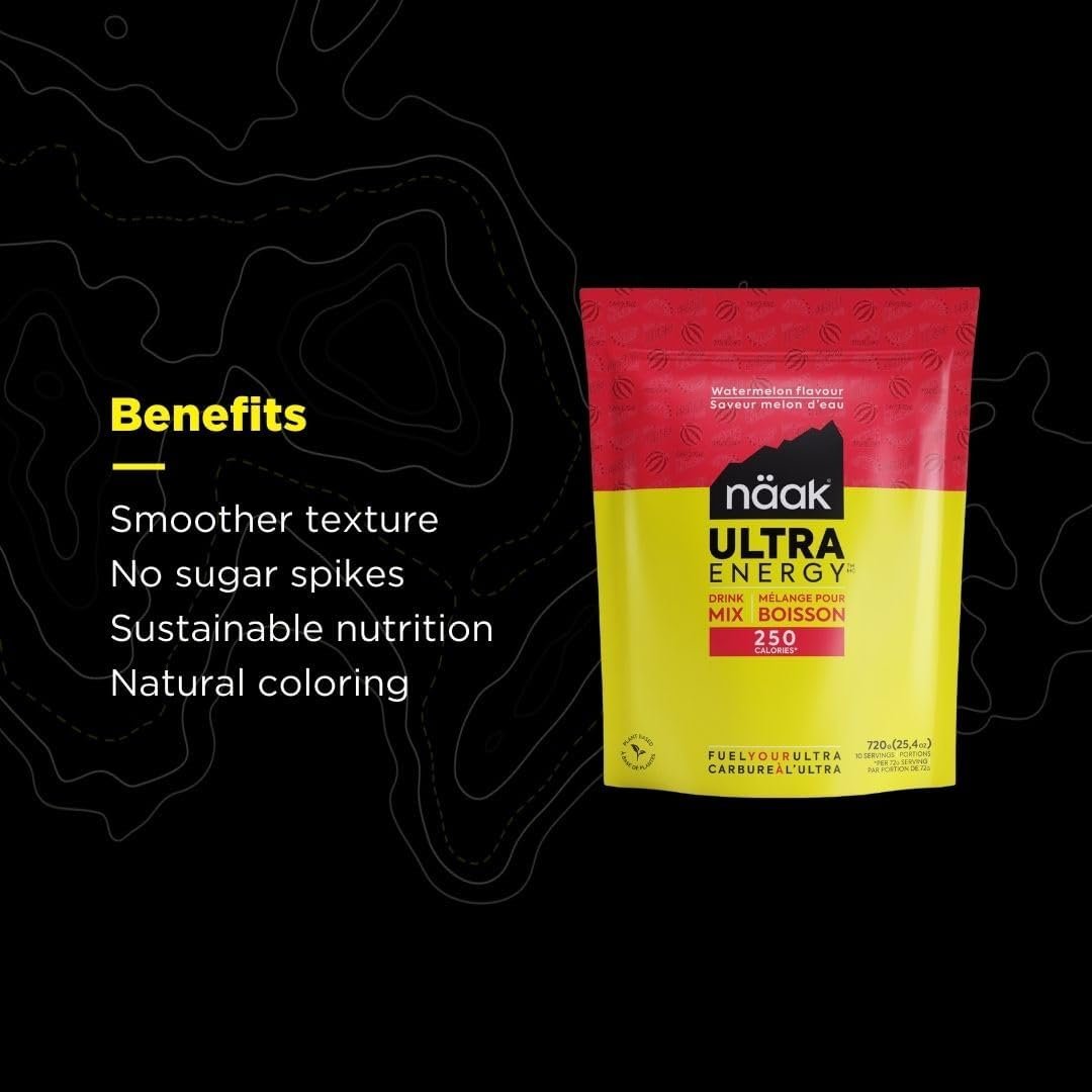 NÄAK Drink Mixes Ultra Energy™, 10 servings, 720g | Sport hydration Mix, electrolytes, BCAAs developed for athletes and performance | Vegan, Plant-Based Protein, Non GMO, gluten free (Watermelon)