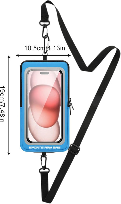 Phone Armband, Adjustable Phone Arm Bands, Waterproof Wrist Bag, Storage Pouch & Outdoor Workout Gear, Ideal for Smartphones, Exercise, Hiking, and Travel Gear, 7.48x4.13 inches