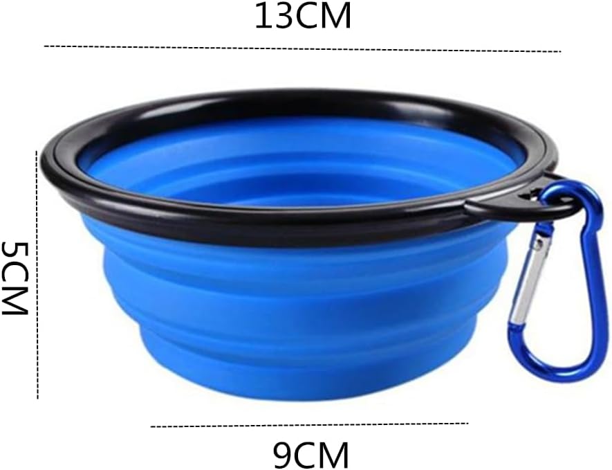 Collapsible Dog Bowl, 2 Pack Dog Bowl, Pet Collapsible Bowls, Collapsable Dog Water Bowls for Cats Dogs, Portable Pet Feeding Watering Dish for Walking Parking Traveling with 2 Carabiners (Blue)