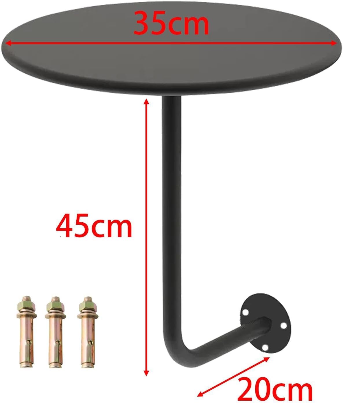 B Baosity Wall Mounted Round Table for Small Space Coffee Desk in Kitchen, Black, as described