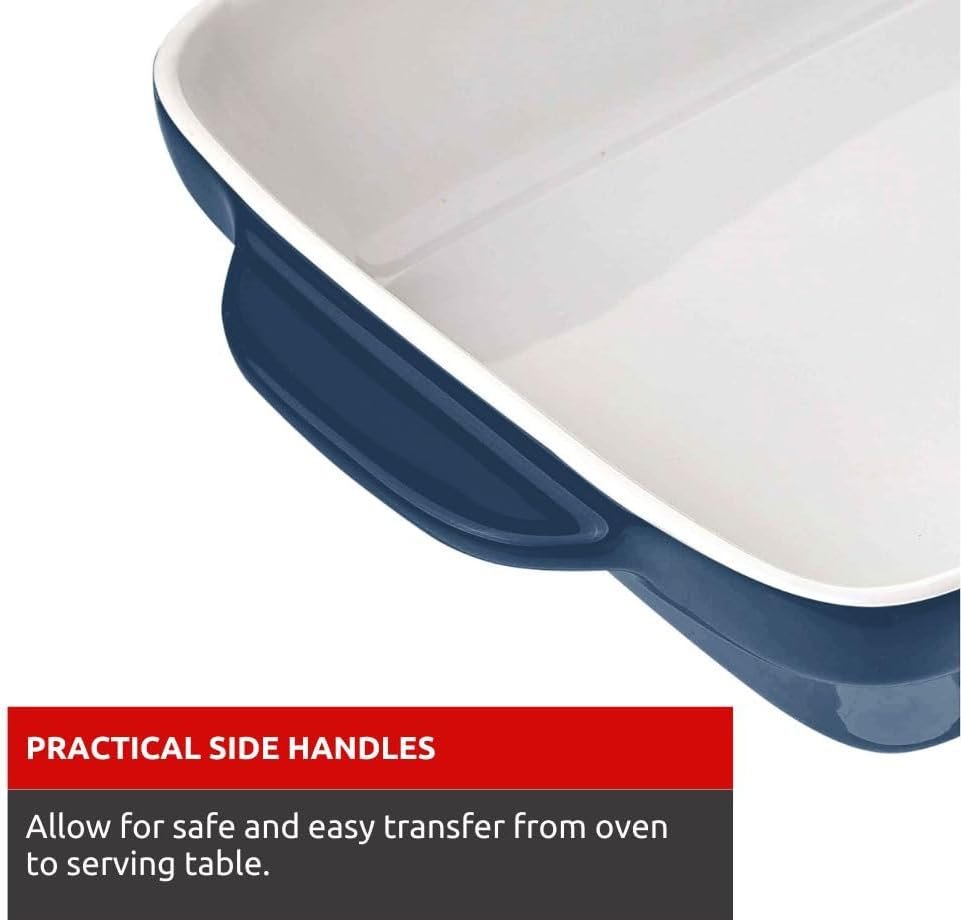 Lagostina Ceramic 4 Piece bakeware Set for The Everyday Baker, for Microwave, Oven, Dishwasher, Refrigerator/Freezer Safe, Blue