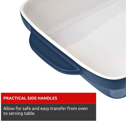 Lagostina Ceramic 4 Piece bakeware Set for The Everyday Baker, for Microwave, Oven, Dishwasher, Refrigerator/Freezer Safe, Blue
