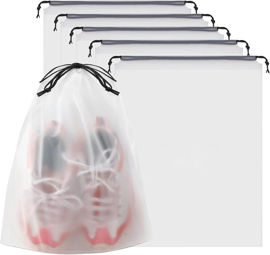 H HOME-MART Clear Shoe Bags for Travel,Waterproof Dustproof Drawstring Travel Shoe Bag for Packing, Portable Travel Shoe Storage Bag to Men and Women