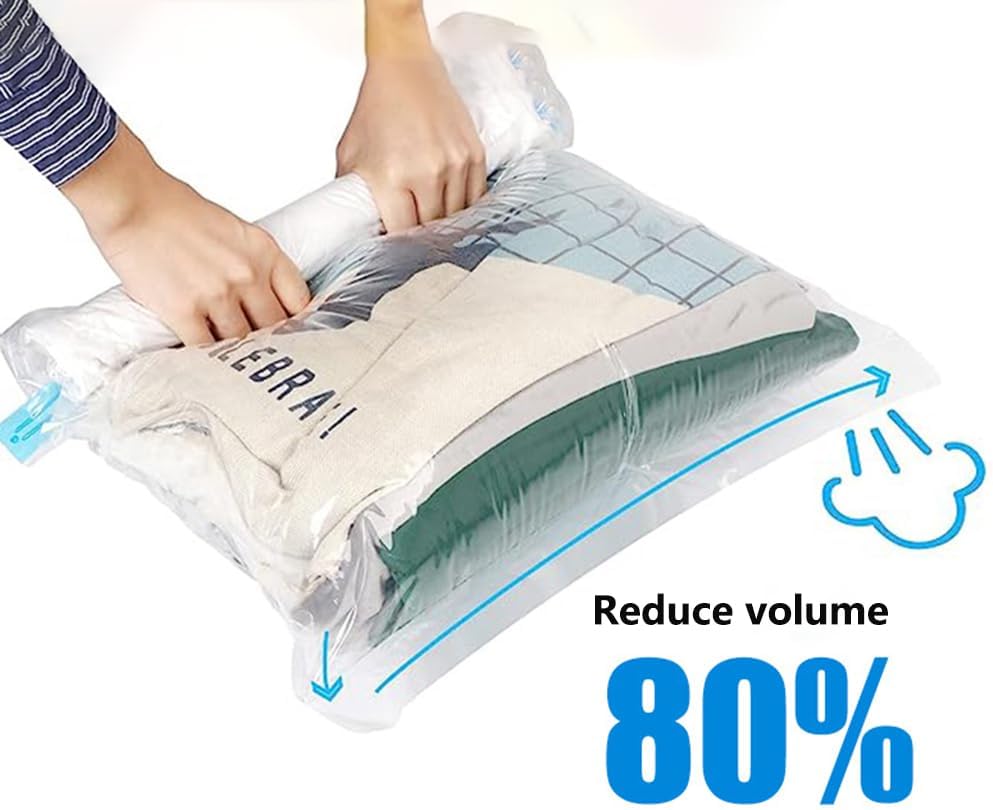Space-Saving Compression Bags - Essential Travel Accessories - No Vacuum or Pump Needed - Vacuum Storage Bags for Travel and Home Organization - Packing Organizers (10)