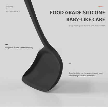 Dishwasher Safe Silicone Cooking Utensils Set - 446°F Heat Resistant Basic Silicone Kitchen Utensils,Turner Tongs, Spatula, Spoon, Brush, Whisk, Gadgets Tools for Nonstick Cookware (BPA Free - Black)