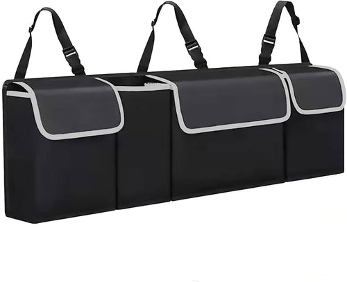 Car trunk storage bag, rear seat suspension storage bag with 4 large waterproof storage bags - car interior accessories for SUVs, trucks, vans,