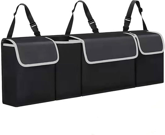 Car trunk storage bag, rear seat suspension storage bag with 4 large waterproof storage bags - car interior accessories for SUVs, trucks, vans,