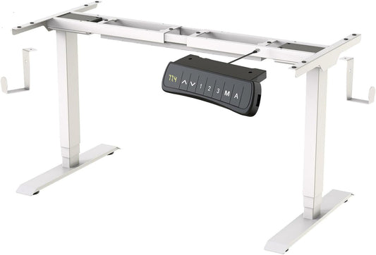 PrimeCables Dual-Motor Electric Height Adjustable Standing Desk Frame - Ergonomic Sit Stand Desk Legs with Memory Presets, 23.6"-49.2" Adjustable Height and 43.3"-74.8" Width, 275 lbs Capacity, White