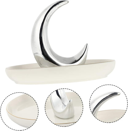 CALLARON 1 Piece Ceramic Jewelry Tray Organizer Shape for Jewelry and Cosmetics Decorative Tray Ceramic Easy to Clean Nordic Design for Home and Office