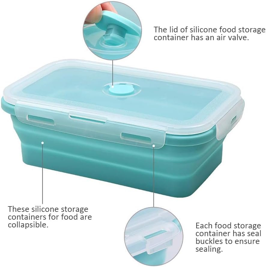 Alimat PluS Silicone Food Storage Containers with Lids - 3 Pack Set 40.5oz/1200ml Collapsible Meal Prep Lunch Containers - Microwave, Freezer and Dishwasher Safe