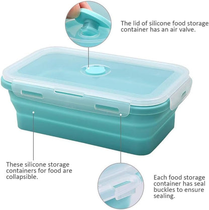 Alimat PluS Silicone Food Storage Containers with Lids - 3 Pack Set 40.5oz/1200ml Collapsible Meal Prep Lunch Containers - Microwave, Freezer and Dishwasher Safe