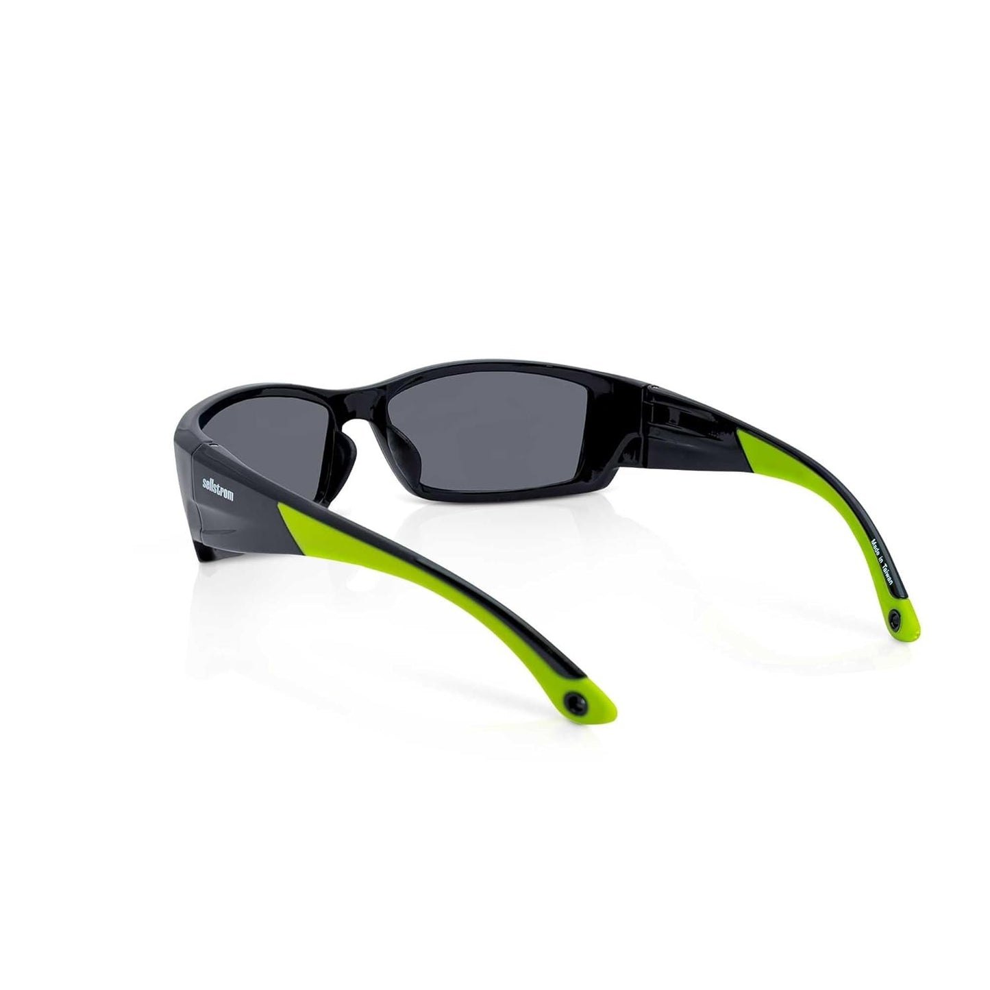 Sellstrom Stylish, Sporty, Slip-Resistant, Anti-Fog Hard Coating Protective Eyewear Safety Glasses, Smoke Lens, Co-Molded Temples, Soft Nose Piece (Qty 1), Black/Green, S72401