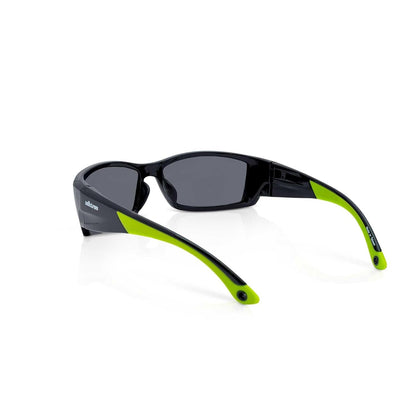Sellstrom Stylish, Sporty, Slip-Resistant, Anti-Fog Hard Coating Protective Eyewear Safety Glasses, Smoke Lens, Co-Molded Temples, Soft Nose Piece (Qty 1), Black/Green, S72401