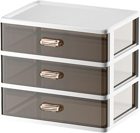 AIMALL Multi-Tier Storage Drawer Organizer – Transparent Desktop Cosmetic Holder with Smooth Pull Design, Large Capacity for Office, Makeup & Accessories