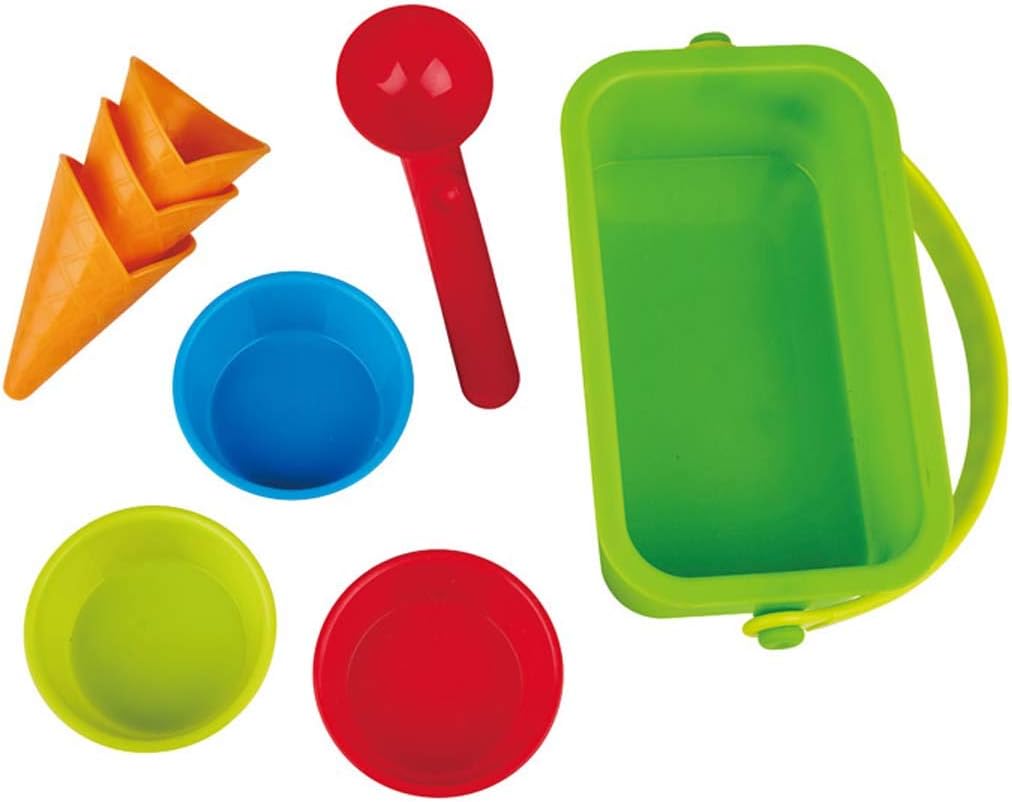 Hape Kids Ice Cream Shop Sand Toys Set - Beach and Sandbox Play Kit with Ice Cream Scoop and Molds - Summer Outdoor Toys with Storage Container
