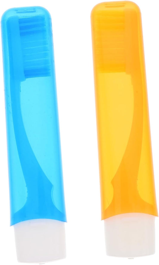 OATIPHO 2pcs Folding Travel Toothbrushes with Cover Compact Travel Toothbrush Kit for Camping Hiking Backpacking Gentle Cleaning Soft Hair Technology for Sensitive Gums