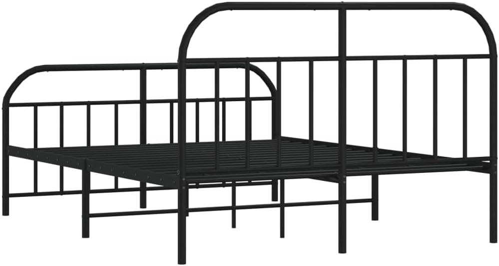 JUNZAI Giroletto con Testiera e Pediera Metallo Nero 140x190 cm,Mobili,Letti e Accessori,Letti e telai per Letti