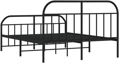JUNZAI Giroletto con Testiera e Pediera Metallo Nero 140x190 cm,Mobili,Letti e Accessori,Letti e telai per Letti