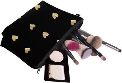 Cosmetic Bag for Women,Loomiloo Adorable Roomy Makeup Bags Travel Waterproof Toiletry Bag Accessories Organizer Liama Gifts Hearts 51356