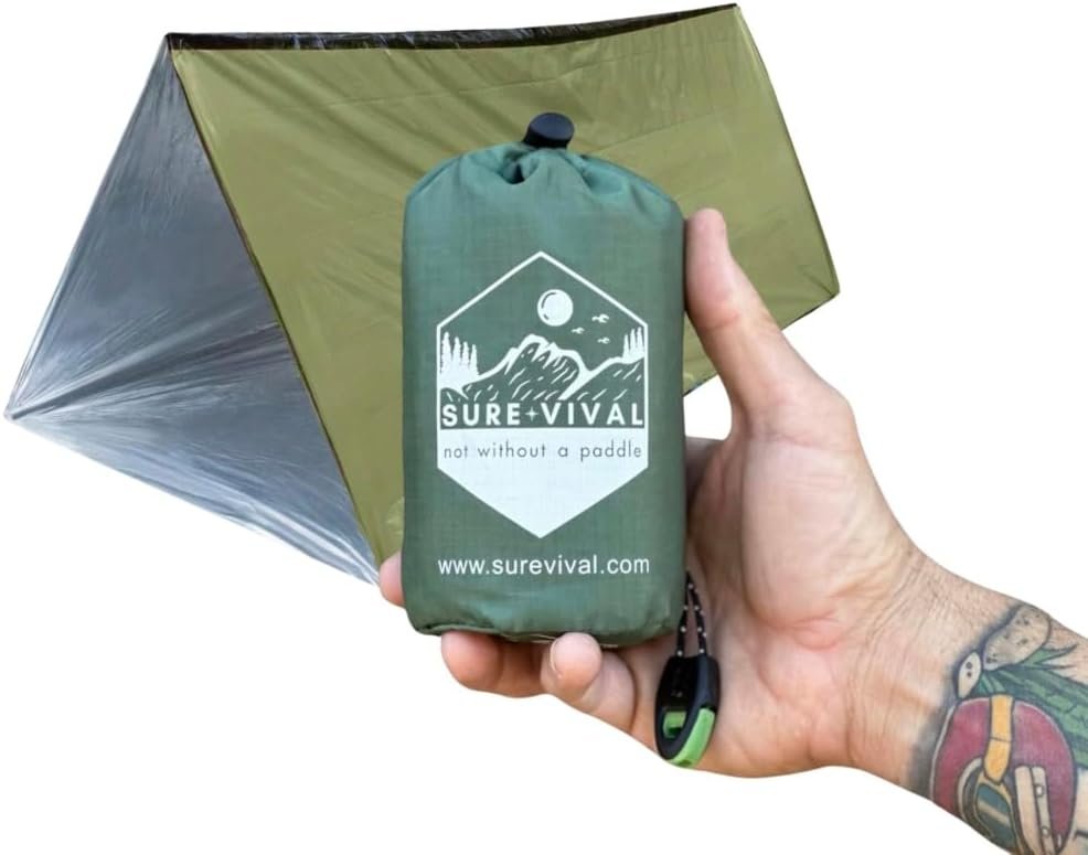 SUREVIVAL Emergency Tube Tent, Survival Shelter – Use As Survival Tent, Emergency Shelter, Emergency Blanket, Tube Tent, Survival Tarp - Includes Emergency Whistle & Paracord