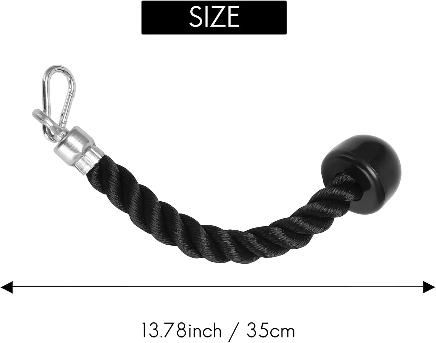 Oidnvay Heavy Duty Tricep Pull Down Single Rope with Snap Hook, Fitness Attachment Cable Machine Pulldown Rope Gym
